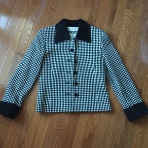 Wool Houndstooth Checked Blazer